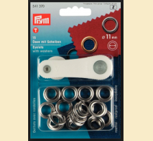 Set ocheti cu dispozitiv de atasare, culoare argintiu - 11 mm - Prym